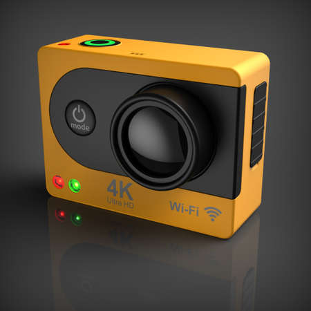 3d rendering of a video camera on a dark backgroundの写真素材