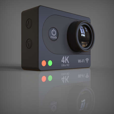 3d rendering of a video camera on a dark backgroundの写真素材