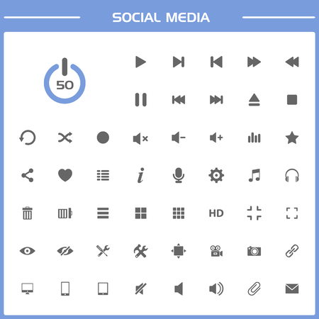50 Social media icons on a simple presentationのイラスト素材