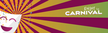 Banner enjoy Carnival mask with confetti and stars on stripes backgroundのイラスト素材