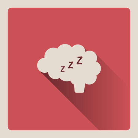 Brain thinking in sleep illustration on red square background with shadeのイラスト素材