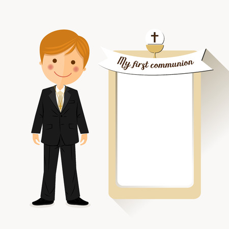 Communion invitation with child in costumeのイラスト素材