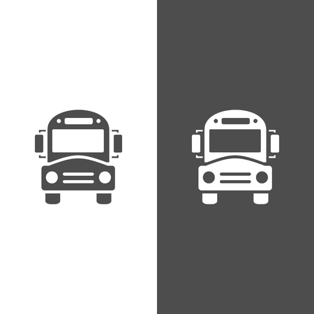 Bus school icon on dark and white backgroundのイラスト素材