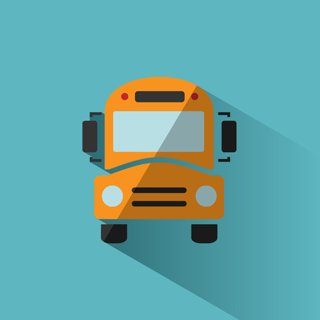 Bus school icon with shadow on blue backgroundのイラスト素材