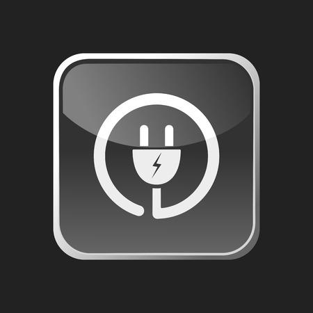 Plug icon on grey square buttonのイラスト素材