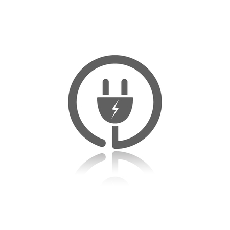 Plug icon with reflection on a white backgroundのイラスト素材