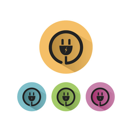 Plug icon with shadow on colored circlesのイラスト素材