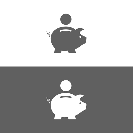 Piggy bank icon on white and dark backgroundのイラスト素材