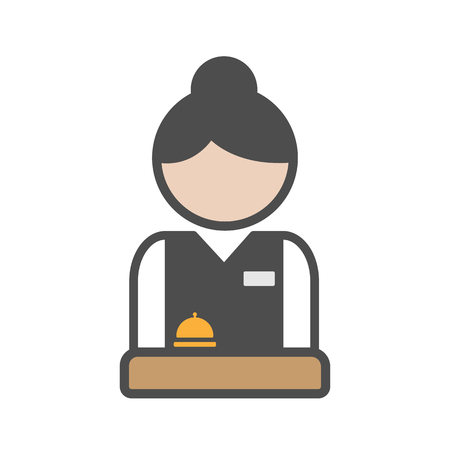 Hotel receptionist with uniform and bellのイラスト素材