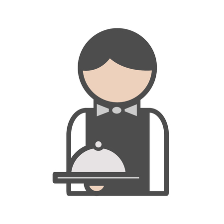 Waiter icon with uniform at the restaurantのイラスト素材