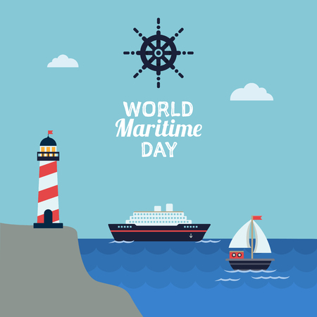 World maritime day celebration. Flat vector illustrationのイラスト素材