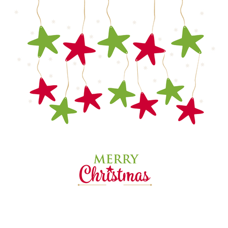 Greetings Christmas hanging stars on a white background. Vector illustrationのイラスト素材