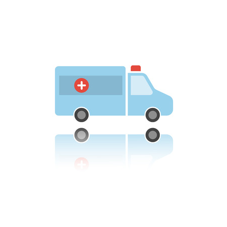 Isolated ambulance color icon with reflection. Vector illustrationのイラスト素材