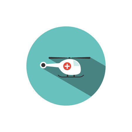 Emergency helicopter icon with shade on a green circle. Vector illustrationのイラスト素材