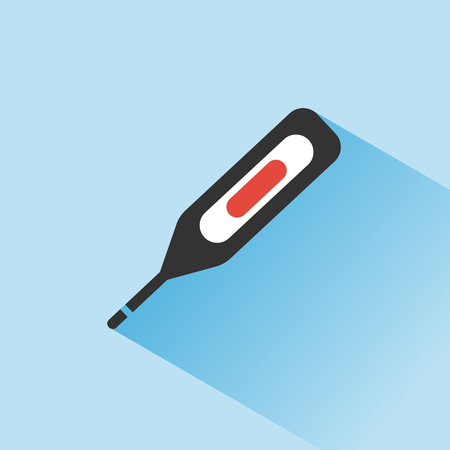 Digital thermometer. Medicine color icon with shadow on a blue background. Vector illustrationのイラスト素材