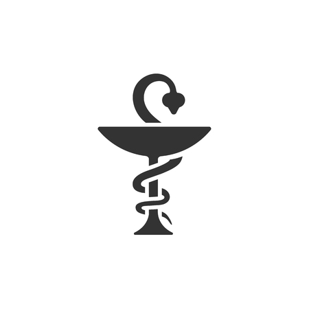 Pharmacy icon. Snake symbol. Isolated vector illustrationのイラスト素材