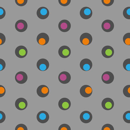 Color polka dot abstract seamless pattern on a grey background. Vector illustrationのイラスト素材