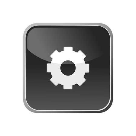 Gear icon on a square button. Vector illustrationのイラスト素材