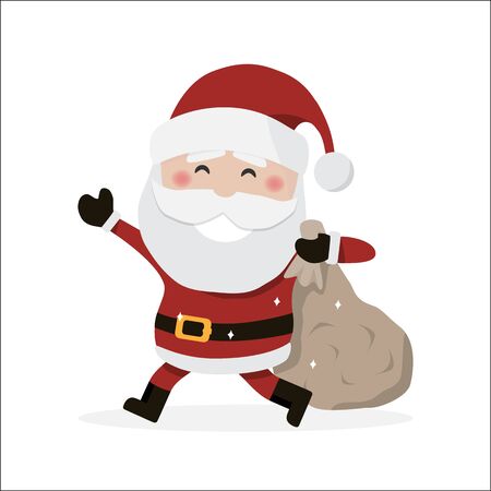 Isolated Santa Claus holding a bag. Christmas vector illustrationのイラスト素材