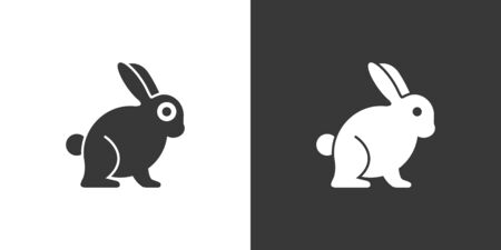 Rabbit. Isolated icon on black and white background. Animal glyph vector illustrationのイラスト素材