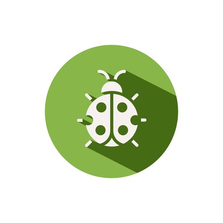Ladybug. Icon on a green circle. Animal glyph vector illustrationのイラスト素材