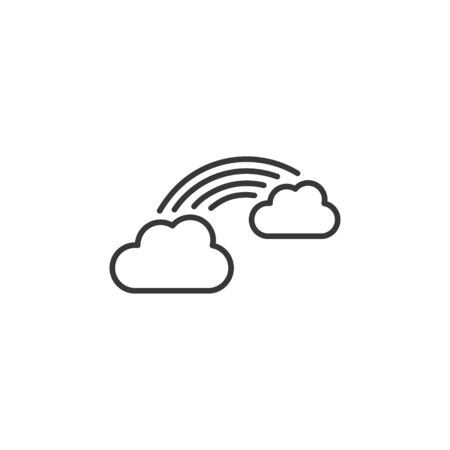 Rainbow and clouds. Outline icon. Isolated weather vector illustrationのイラスト素材