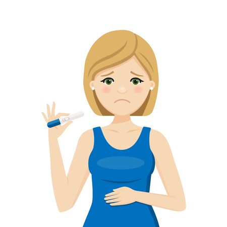 Woman with a negative pregnancy test result. Isolated vector illustrationのイラスト素材