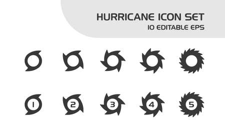 Hurricane categories. Intensity rates. Isolated icon set. Weather and map vector illustrationのイラスト素材