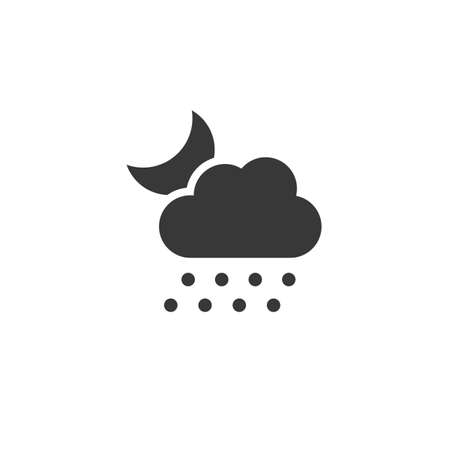 Hail, cloud and moon. Isolated icon. Night weather glyph vector illustrationのイラスト素材
