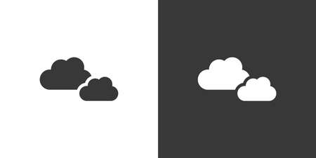 Cloudy day. Isolated icon on black and white background. Weather glyph vector illustrationのイラスト素材