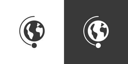 Moon rotation around the Earth. Third quarter phase. Isolated icon on black and white background. Weather glyph vector illustrationのイラスト素材
