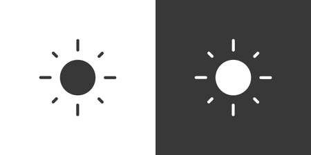 Shining sun. Isolated icon on black and white background. Weather glyph vector illustrationのイラスト素材