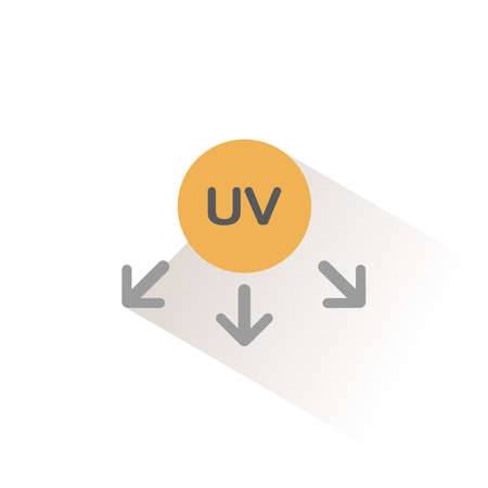 Ultraviolet rays sun symbol. Isolated color icon. Weather glyph vector illustrationのイラスト素材
