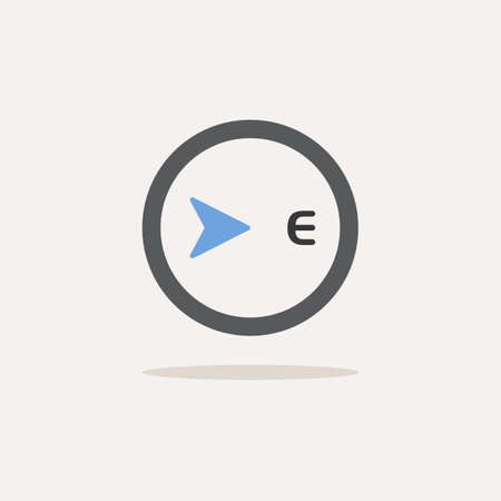 East direction. Color icon with shadow. Weather glyph vector illustrationのイラスト素材