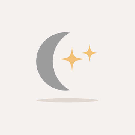 Moon with stars. Color icon with shadow. Weather glyph vector illustrationのイラスト素材