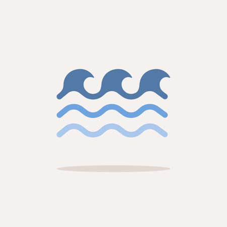 Low waves. Color icon with shadow. Weather glyph vector illustrationのイラスト素材