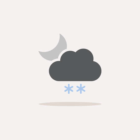 Snow, cloud and moon. Color icon with shadow. Weather glyph vector illustrationのイラスト素材