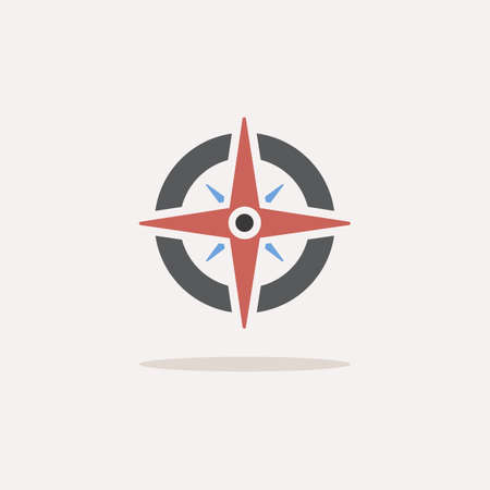 Wind rose sign. Color icon with shadow. Weather glyph vector illustrationのイラスト素材