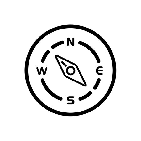 Compass. North west direction. Weather outline icon in a circle. Isolated vector illustrationのイラスト素材