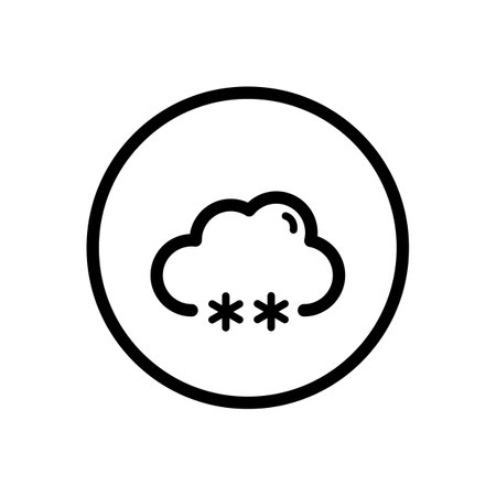 Snow and cloud. Weather outline icon in a circle. Isolated vector illustrationのイラスト素材