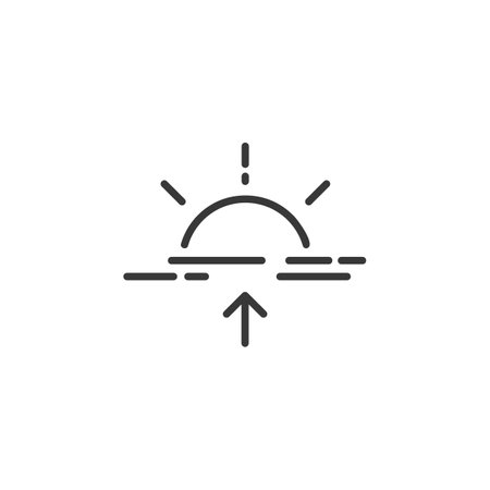 Sunrise thin line icon. Isolated outline weather vector illustrationのイラスト素材