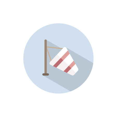 Low wind. Flat color icon on a circle. Weather vector illustrationのイラスト素材