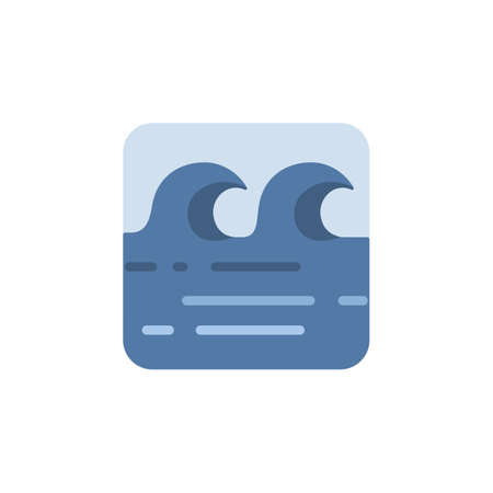Waves on the sea. Flat color icon. Isolated weather vector illustrationのイラスト素材