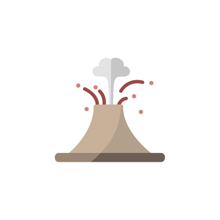 Volcano. Flat color icon. Isolated weather vector illustrationのイラスト素材