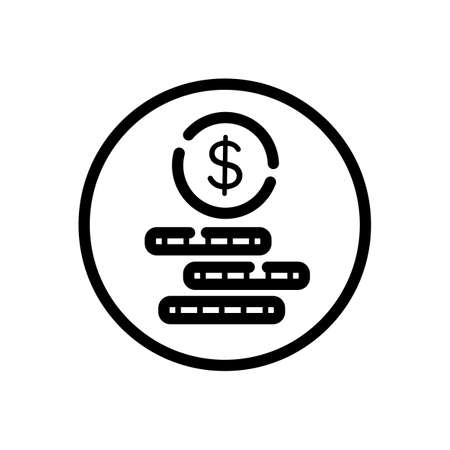 Cash money. Dollar coins. Commerce outline icon in a circle. Isolated vector illustrationのイラスト素材