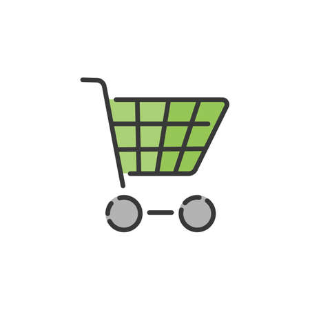 Empty shopping cart. Filled color icon. Isolated commerce vector illustrationのイラスト素材