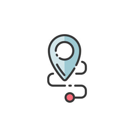 Location. Map and navigation. Filled color icon. Isolated commerce vector illustrationのイラスト素材