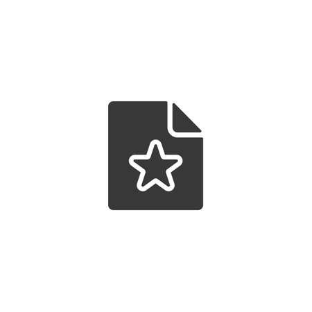 Document on white background. Paper with star. Isolated icon. Commerce glyph vector illustrationのイラスト素材