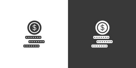 Cash money. Dollar coins. Isolated icon on black and white background. Commerce glyph style vector illustrationのイラスト素材