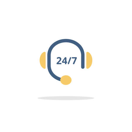 Call center. Headphones. Color icon with shadow. Commerce glyph vector illustrationのイラスト素材